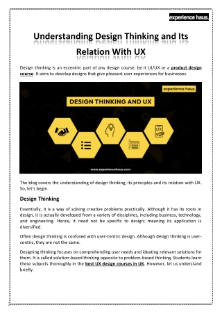 All About Design Thinking and Relation with UX