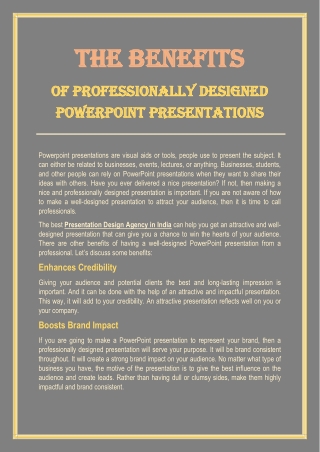 The Benefits Of Professionally Designed PowerPoint Presentations