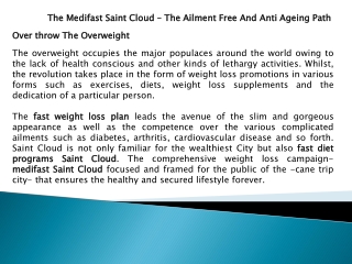 The Medifast Saint Cloud – The Ailment Free And Anti Ageing Path