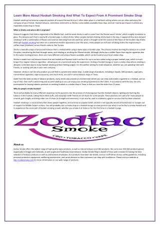 Learn More About Hookah Smoking And What To Expect From A Prominent Smoke Shop