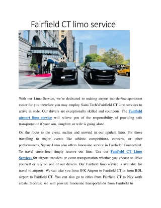 Fairfield CT limo service