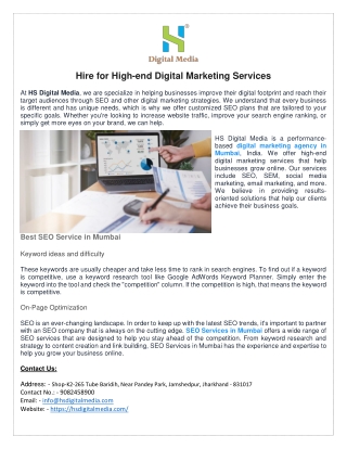 Hire for High-end Digital Marketing Services