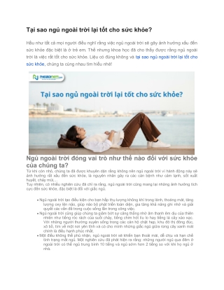 Tại sao ngủ ngoài trời lại tốt cho sức khỏe?
