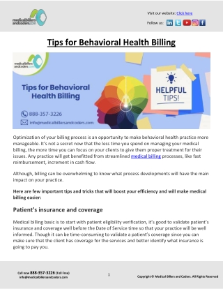 Tips for Behavioral Health Billing