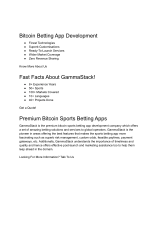 Bitcoin Betting App Development | GammaStack