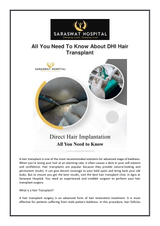 All You Need To Know About DHI Hair Transplant