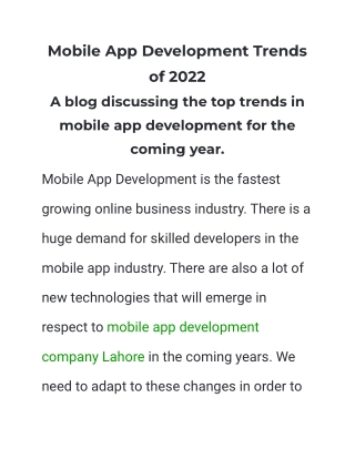 Mobile App Development Trends of 2022