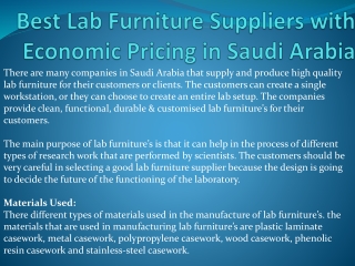 Best Lab Furniture Suppliers with Economic Pricing in Saudi Arabia