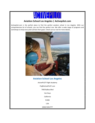 Aviation School Los Angeles | Activepilot.com