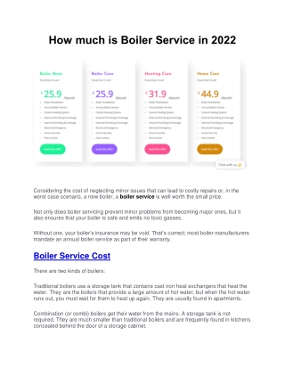 How Much is Boiler Service in 2022