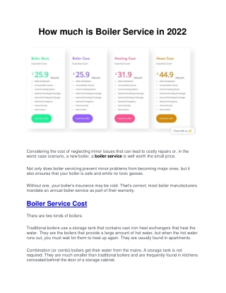 How Much is Boiler Service in 2022