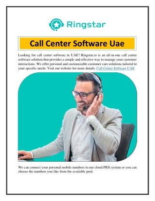 Call Center Software Uae  Ringstar.io