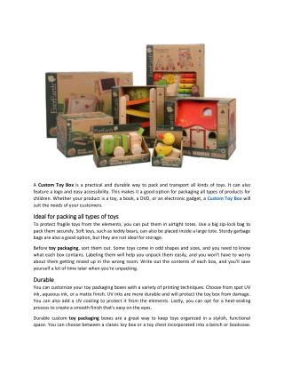 A Custom Toy Box Is an Easy Way to Make Your Precious Product Accessible