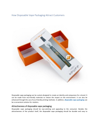 How Disposable Vape Packaging Attract Customers