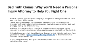 Bad Faith Claims: Why You’ll Need a Personal Injury Attorney to Help You Fight O