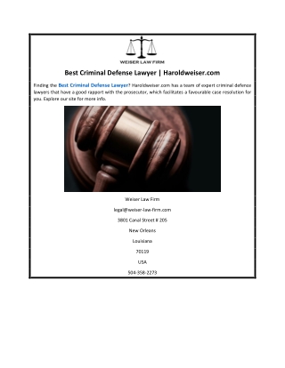 Best Criminal Defense Lawyer | Haroldweiser.com