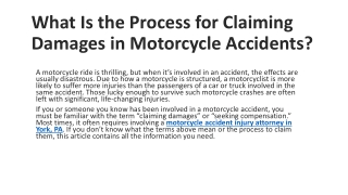 What Is the Process for Claiming Damages in Motorcycle Accidents?