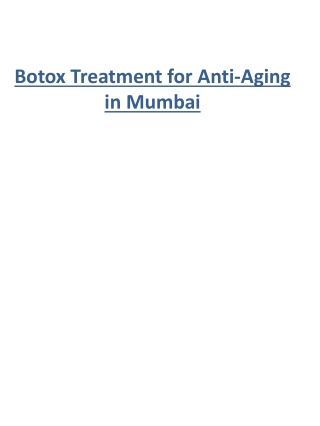 Botox Treatment for Anti-Aging in Mumbai