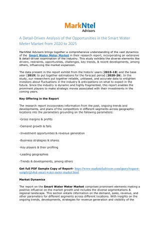 Smart Water Meter Market Analysis, 2020
