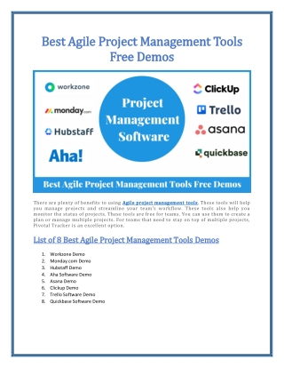 Best Agile Project Management Tools Free Demos