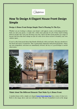How To Design A Elegant House Front Design Simple