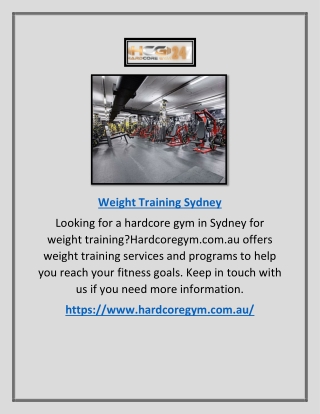 Weight Training Sydney | Hardcoregym.com.au