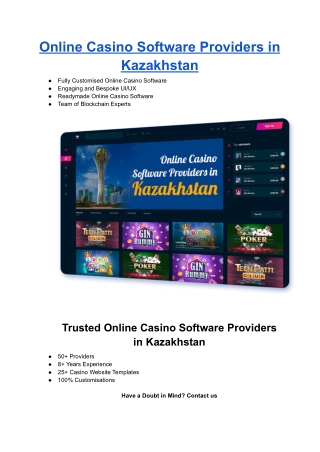 Online Casino Software Providers in Kazakhstan