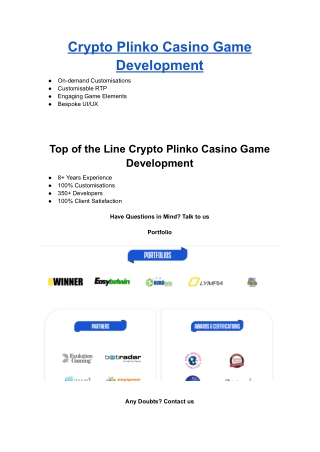 Crypto Plinko Casino Game Development