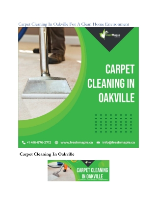 Carpet Cleaning In Oakville For A Clean Home Environment