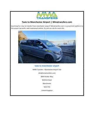 Taxis to Manchester Airport | Mmatransfers.com