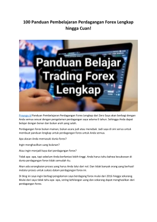 100 Panduan Pembelajaran Perdagangan Forex Lengkap hingga Cuan! - Prayoga.id