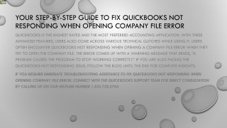 Easy fixing ways to troubleshoot QuickBooks Not Responding When Opening Company File issue