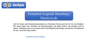 Zeitarbeit Logistik Hamburg | Das4you.de