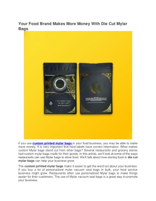 Your Food Brand Makes More Money With Die Cut Mylar Bags