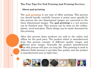 The Fine Tips For Pad Printing And Printing Services