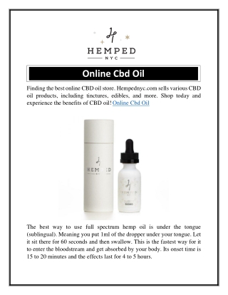 Online Cbd Oil  Hempednyc