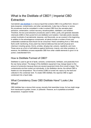 What is the Distillate of CBD? | Imperial CBD Extraction