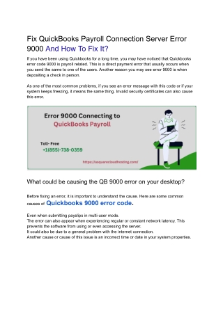 Fix QuickBooks Payroll Connection Server Error 9000
