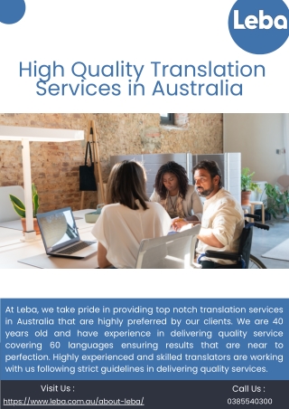 High Quality Translation Services in Australia