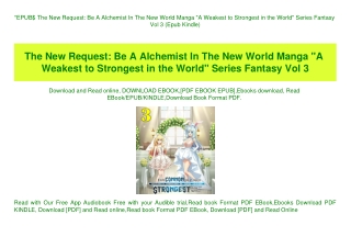 EPUB$ The New Request Be A Alchemist In The New World Manga A Weakest to Strongest in the World Series Fantasy Vol 3 (Ep