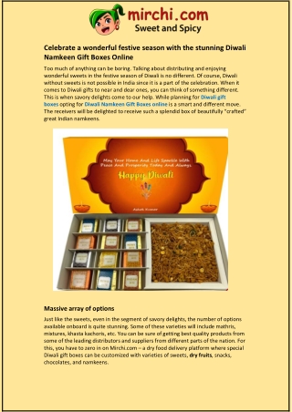 Wonderful festive season with the stunning Diwali Namkeen Gift Boxes online