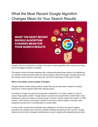 What the Most Recent Google Algorithm Changes Mean for Your Search Results