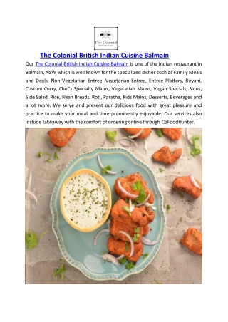 5% off - The Colonial British Indian Cuisine Balmain, NSW