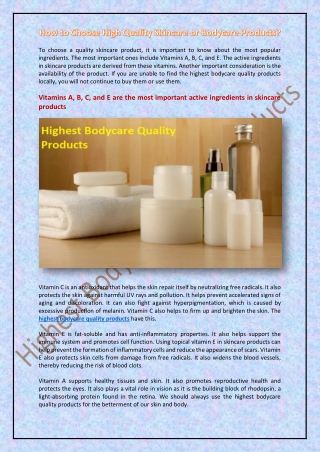 How to Choose High Quality Skincare or Bodycare Products?