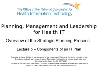 Planning, Management and Leadership for Health IT