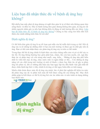 Liệu bạn đã nhận thức đủ về bệnh dị ứng hay không?