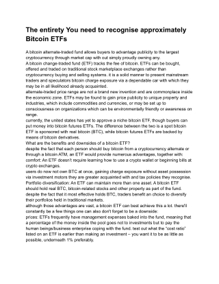 The entirety You need to recognise approximately Bitcoin ETFs (1)