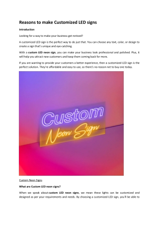 Reasons to make Customized LED signs