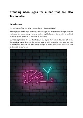 Trending neon signs for a bar that are also fashionable