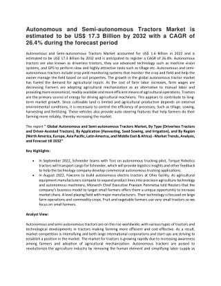 Autonomous and Semi Autonomous Tractors Market